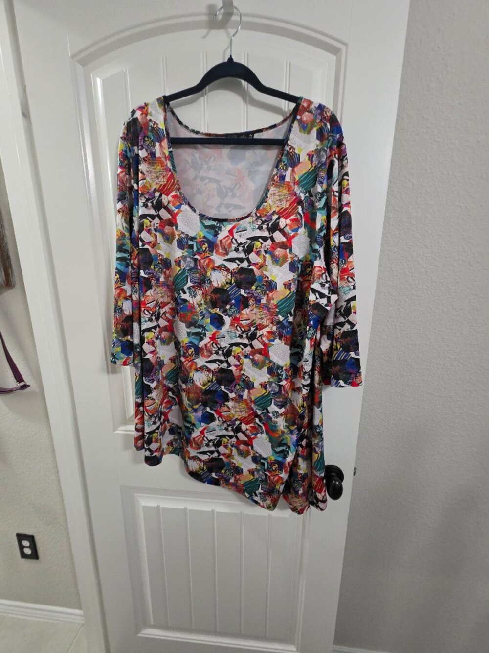 Isabel + Alice 3X multicolor abstract collage tunic